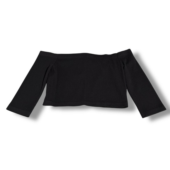 Garage Women's Micro Off The Shoulder Top Black Size Medium 12.5 x 10.5‎ - Picture 2 of 5